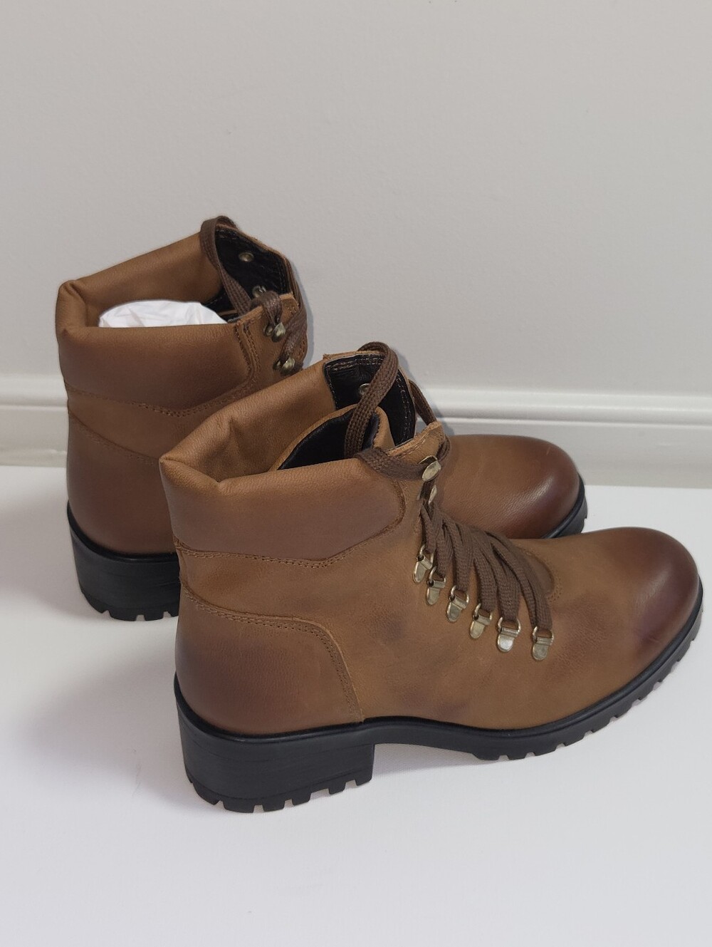 Steve Madden CALWAY Leather Lug Sole Hiker Combat Boots Brown Womens 11 - Picture 16 of 16